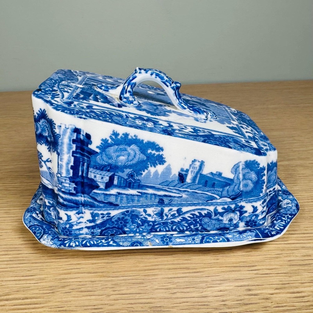 Vintage c1930 Copeland Spode Blue Italian Hygienic Cheese Dish Keeper England - Picture 4 of 16